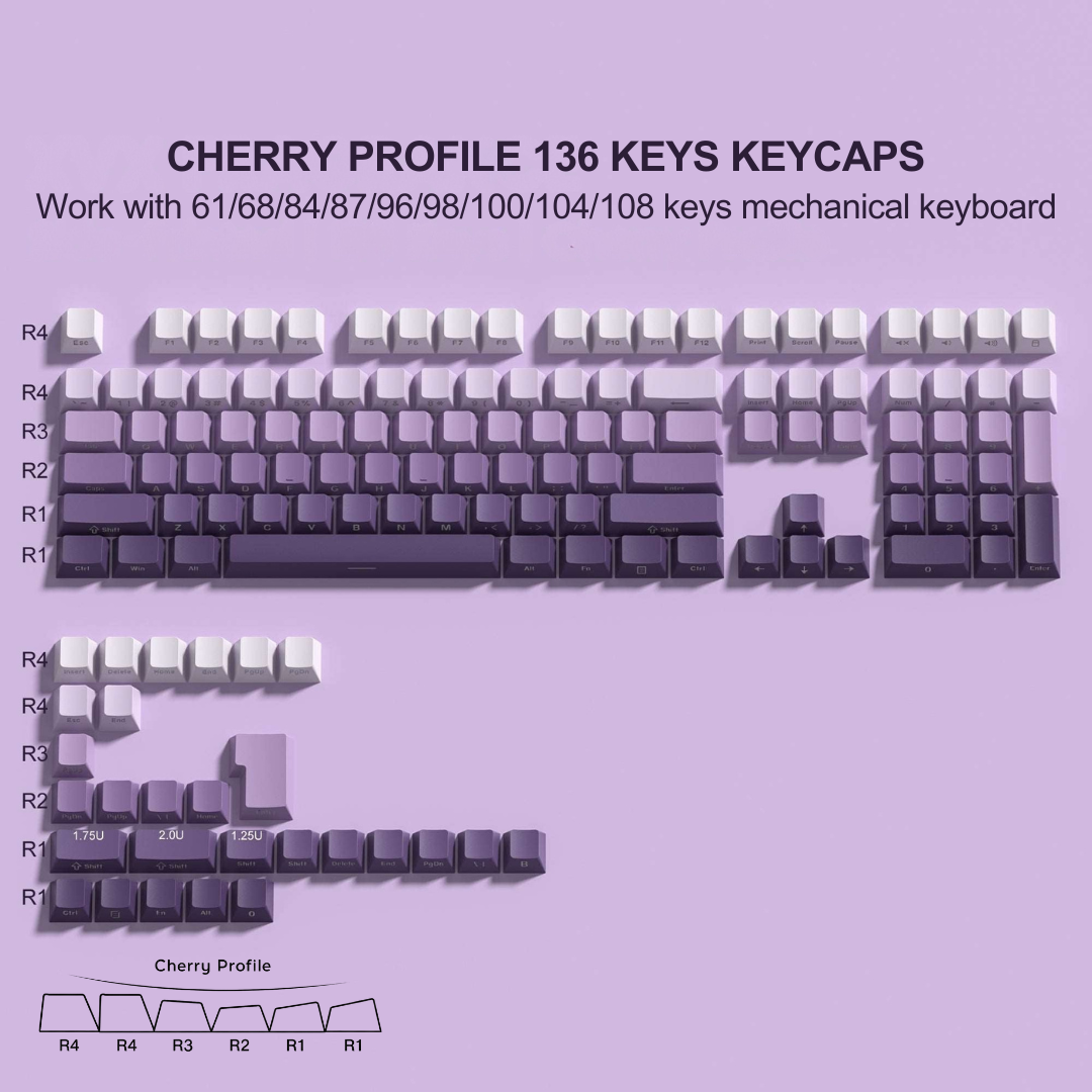 EchoBlade Lavender Gradient 136-keys Keycap set